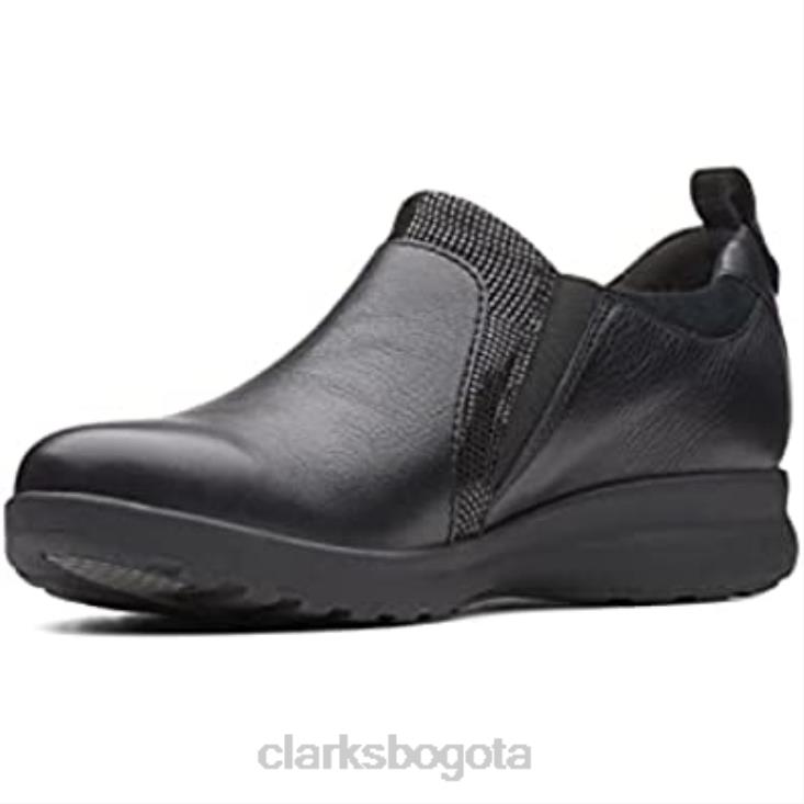 Clarks 0DX8L1411 Mocasines clarks un adorn con cremallera para mujer en negro mujer negro