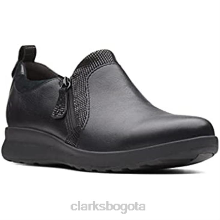 Clarks 0DX8L1411 Mocasines clarks un adorn con cremallera para mujer en negro mujer negro