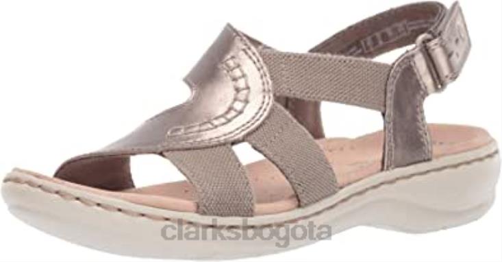 Clarks 0DX8L1430 sandalia leisa joy mujer peltre metalizado piel textil clarks mujer textil de cuero metalizado peltre