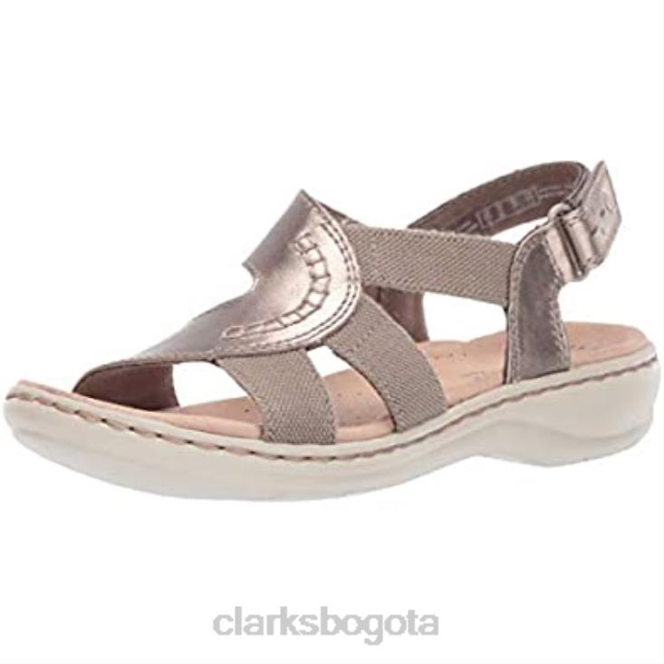 Clarks 0DX8L1430 sandalia leisa joy mujer peltre metalizado piel textil clarks mujer textil de cuero metalizado peltre