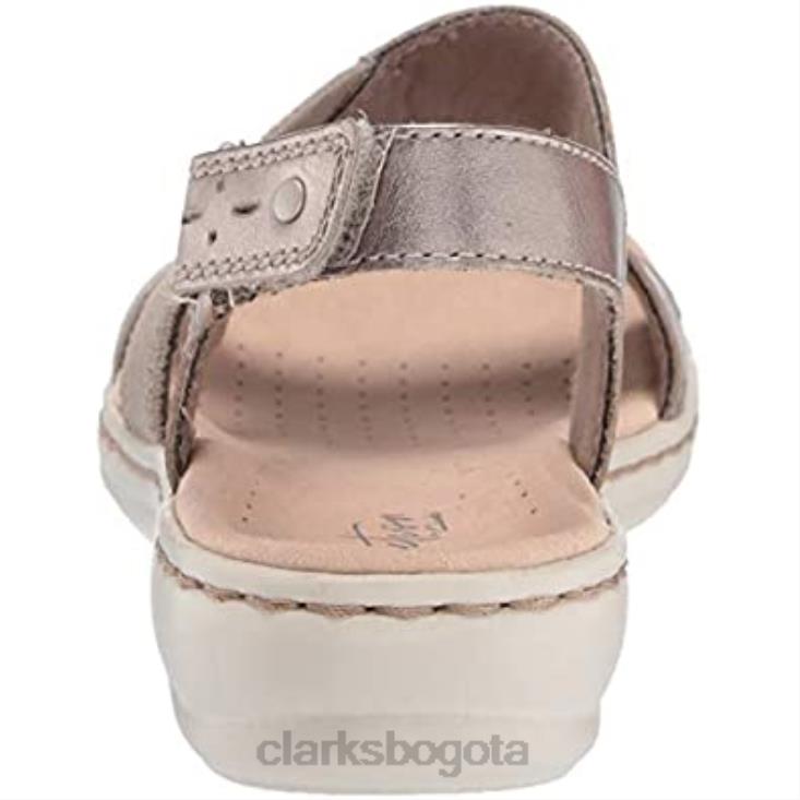 Clarks 0DX8L1430 sandalia leisa joy mujer peltre metalizado piel textil clarks mujer textil de cuero metalizado peltre