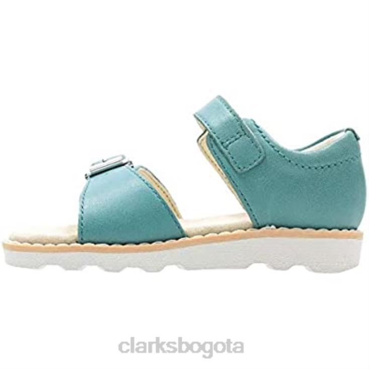 Clarks 0DX8L146 Sandalias Clarks Crown Bloom T con tira trasera para niña cuero azul verde azulado niños cuero azul verdoso