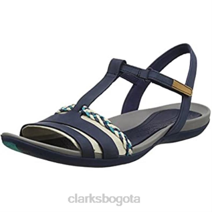 Clarks 0DX8L1464 Sandalias con tacón de cuña Clarks Tea Lite Grace azul marino para mujer mujer azul marino