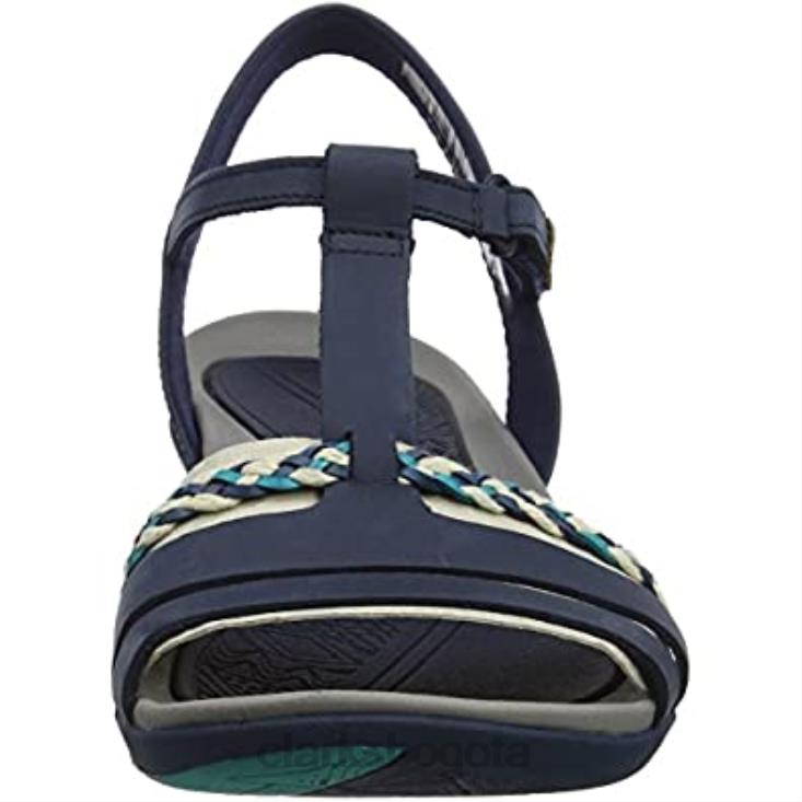 Clarks 0DX8L1464 Sandalias con tacón de cuña Clarks Tea Lite Grace azul marino para mujer mujer azul marino
