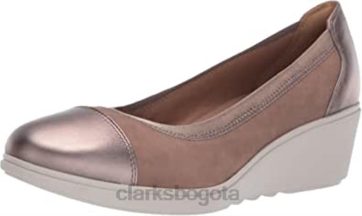 Clarks 0DX8L1484 clarks un tallara liz plataforma combi de cuero nobuck guijarro para mujer mujer combinación de cuero nobuck guijarro
