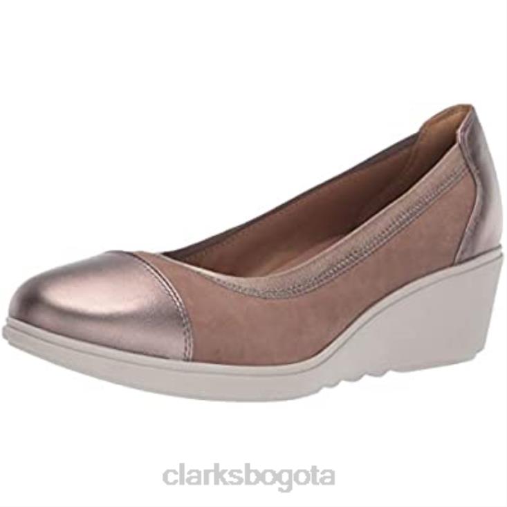 Clarks 0DX8L1484 clarks un tallara liz plataforma combi de cuero nobuck guijarro para mujer mujer combinación de cuero nobuck guijarro