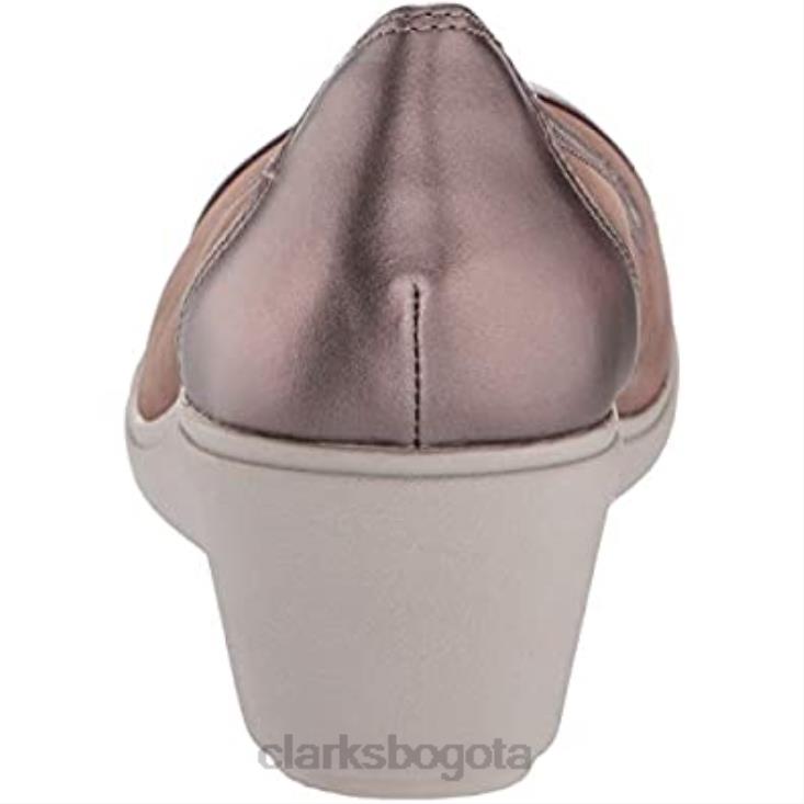 Clarks 0DX8L1484 clarks un tallara liz plataforma combi de cuero nobuck guijarro para mujer mujer combinación de cuero nobuck guijarro