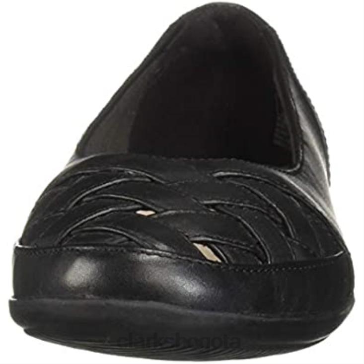 Clarks 0DX8L1485 mocasín Gracelmaze mujer plano clarks cuero negro mujer