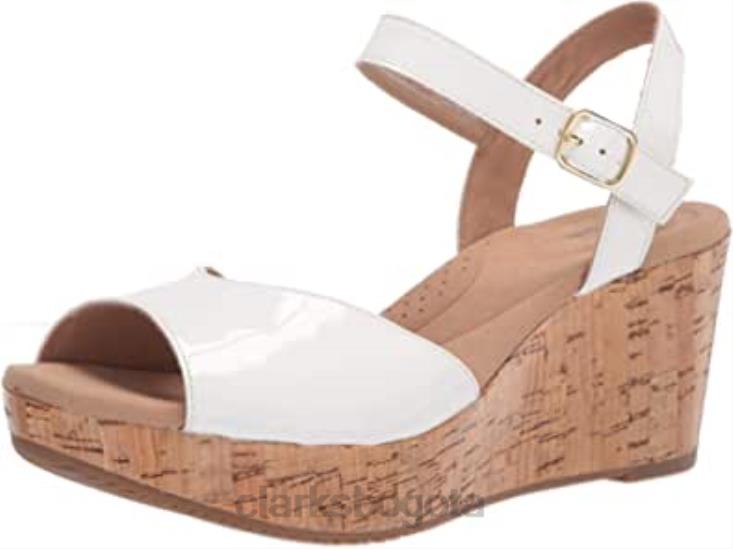 Clarks 0DX8L1502 sandalia mujer annadel mystic cuña charol blanco sintético clarks mujer charol blanco sintético