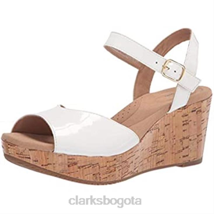 Clarks 0DX8L1502 sandalia mujer annadel mystic cuña charol blanco sintético clarks mujer charol blanco sintético