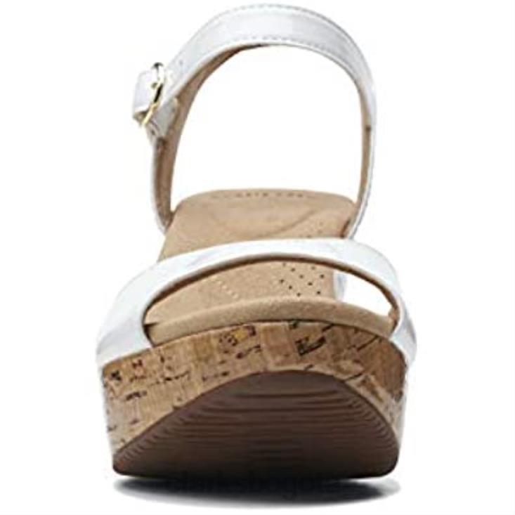 Clarks 0DX8L1502 sandalia mujer annadel mystic cuña charol blanco sintético clarks mujer charol blanco sintético