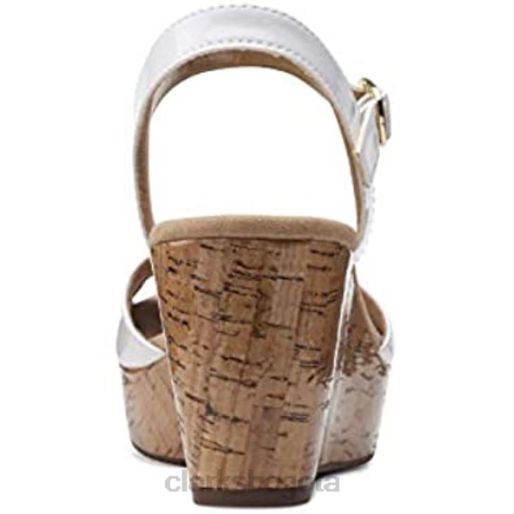 Clarks 0DX8L1502 sandalia mujer annadel mystic cuña charol blanco sintético clarks mujer charol blanco sintético