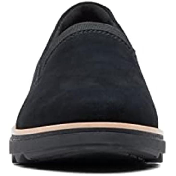 Clarks 0DX8L1506 Mocasines Clarks Sharon Dolly con plataforma para mujer ante negro y tostado oscuro mujer ante negro con mundo bronceado oscuro