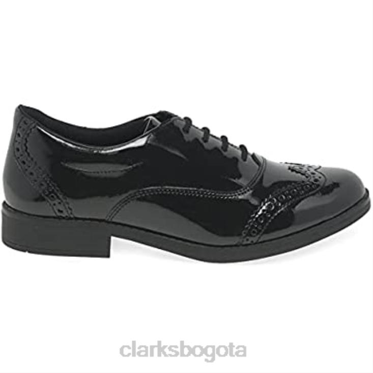 Clarks 0DX8L151 zapatos juveniles de cuero aubrie tap charol negro clarks unisexo