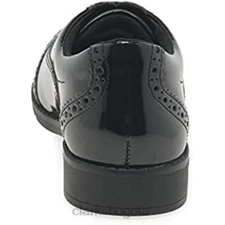Clarks 0DX8L151 zapatos juveniles de cuero aubrie tap charol negro clarks unisexo