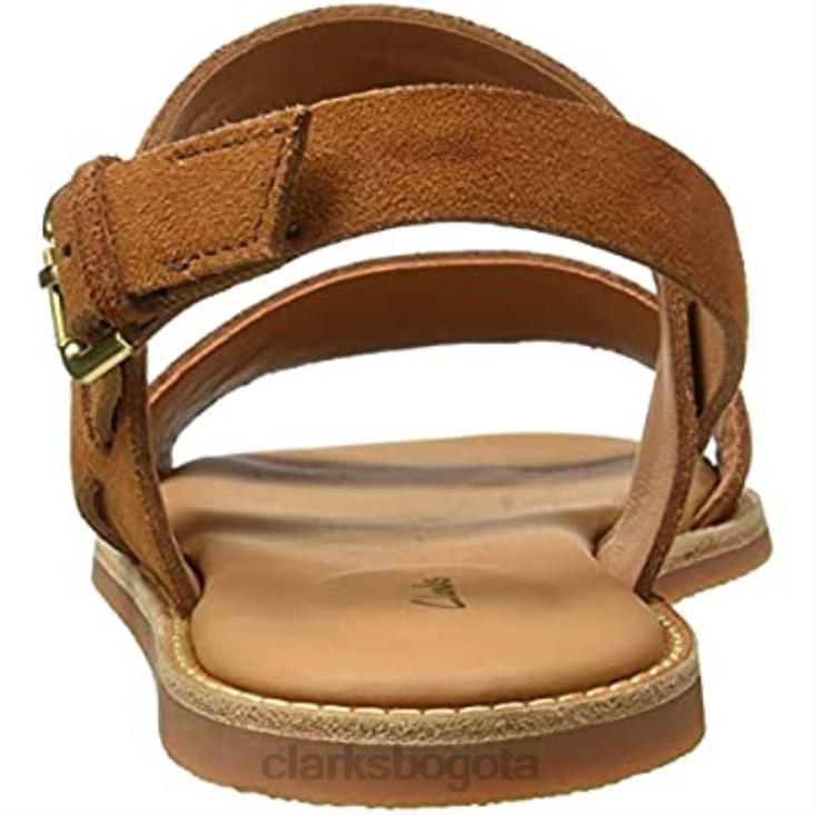 Clarks 0DX8L1511 sandalia con correa karsea para mujer clarks cuero tostado mujer cuero marrón
