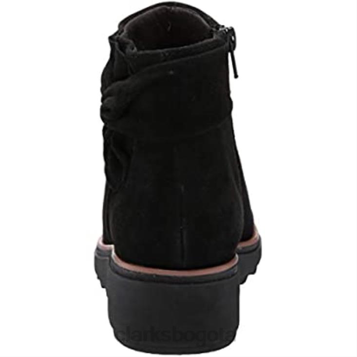 Clarks 0DX8L1523 Botín clarks sharon salon de ante negro con ribete tostado oscuro para mujer mujer gamuza negra con ribete tostado oscuro