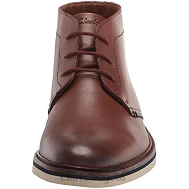 Clarks 0DX8L1538 Botas clarks malwood mid chukka de cuero color canela oscuro para hombre hombres