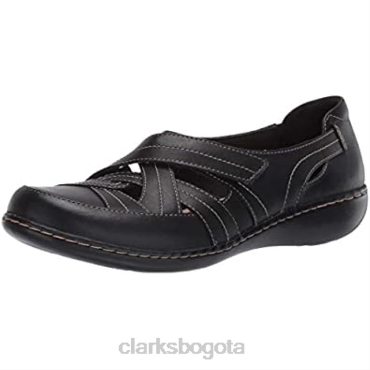 Clarks 0DX8L1552 Mocasín clarks ashland rosa de piel negro para mujer mujer cuero negro