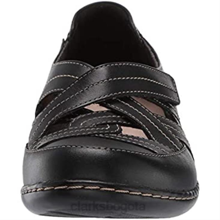 Clarks 0DX8L1552 Mocasín clarks ashland rosa de piel negro para mujer mujer cuero negro