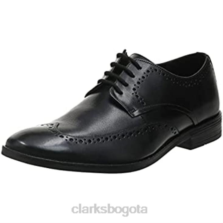 Clarks 0DX8L1553 clarks black derbis de límite de stanford masculino hombres cuero negro