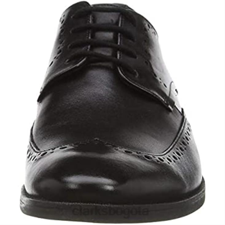 Clarks 0DX8L1553 clarks black derbis de límite de stanford masculino hombres cuero negro