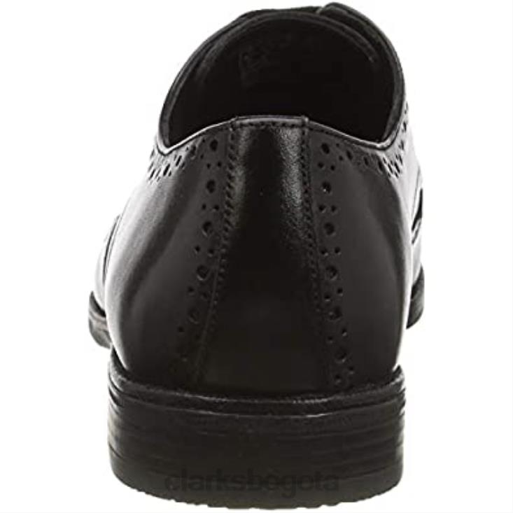 Clarks 0DX8L1553 clarks black derbis de límite de stanford masculino hombres cuero negro