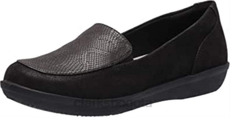 Clarks 0DX8L1554 Mocasín clarks ayla river negro estampado serpiente sintético mujer sintético estampado de serpiente negro