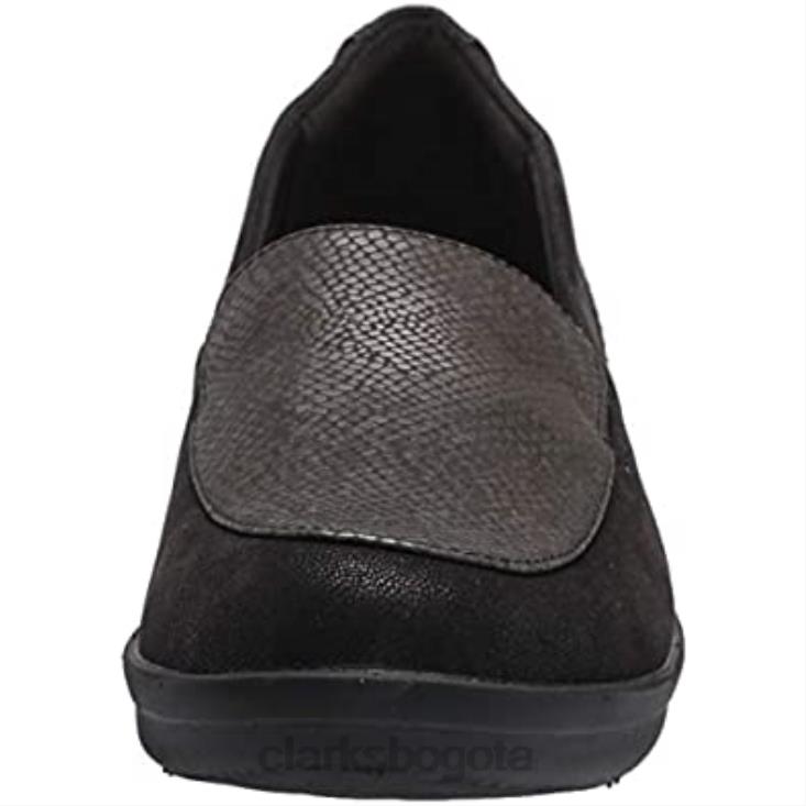 Clarks 0DX8L1554 Mocasín clarks ayla river negro estampado serpiente sintético mujer sintético estampado de serpiente negro