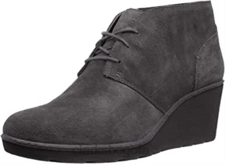 Clarks 0DX8L1561 Botas de combate Clarks Hazen Charm de ante gris para mujer mujer gamuza gris