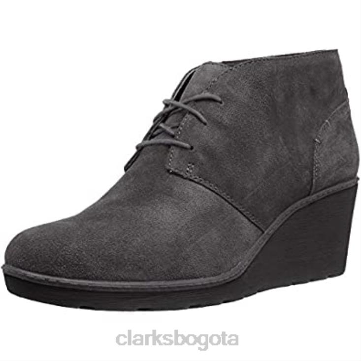 Clarks 0DX8L1561 Botas de combate Clarks Hazen Charm de ante gris para mujer mujer gamuza gris
