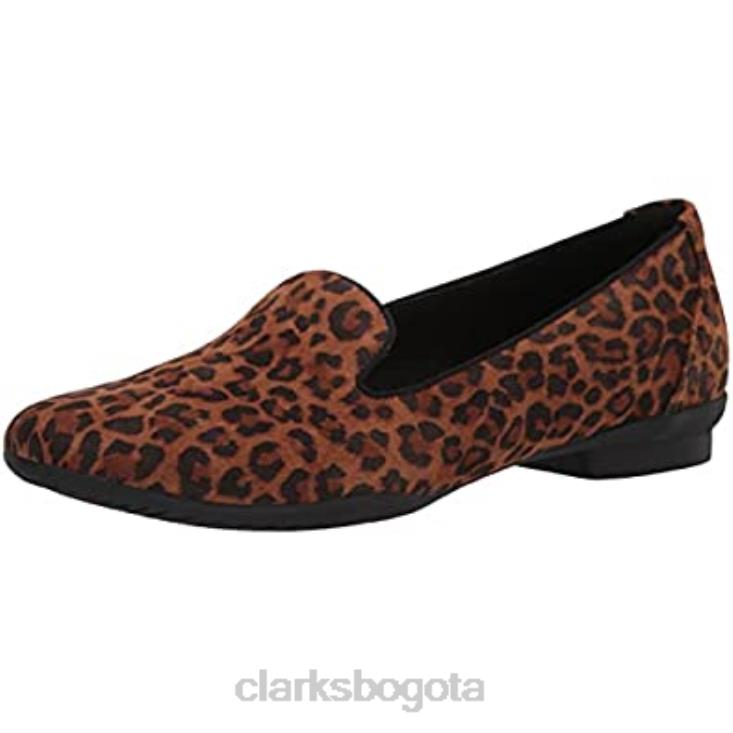 Clarks 0DX8L1570 Mocasines Clarks Sara Poppy para mujer con estampado de leopardo mujer estampado de leopardo
