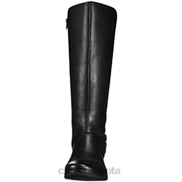 Clarks 0DX8L1575 botas altas cheyn lindie de pantorrilla ancha hasta la rodilla para mujer clarks combinación sintética de cuero negro mujer combi sintetico cuero negro