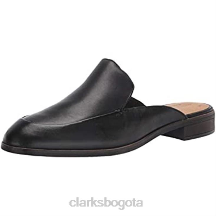 Clarks 0DX8L1579 Zueco clarks trish plant mujer cuero negro mujer