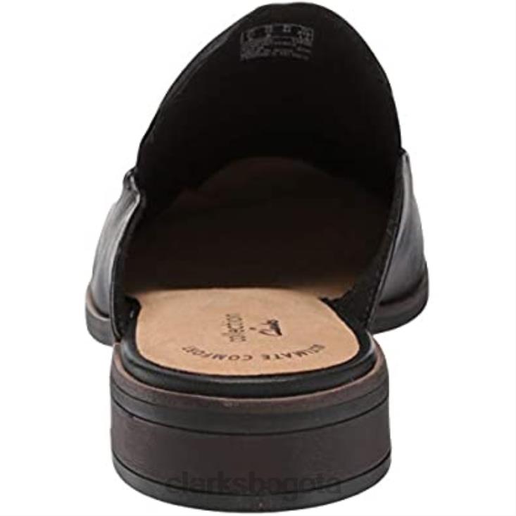 Clarks 0DX8L1579 Zueco clarks trish plant mujer cuero negro mujer