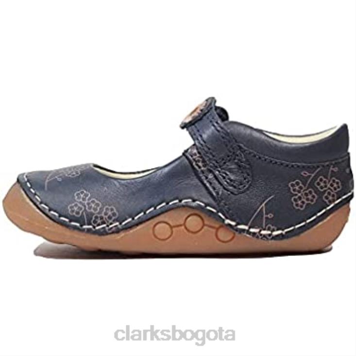 Clarks 0DX8L158 ti ny flora niño azul marino combi cuero niñas pre walker zapatos f ancho azul marino combi clarks niños f ancho marino combinado
