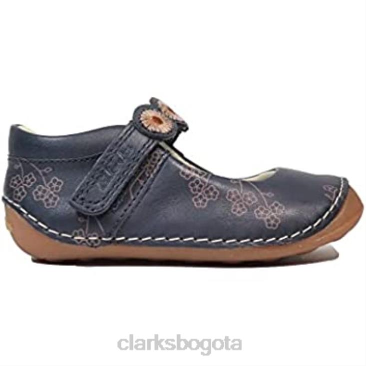 Clarks 0DX8L158 ti ny flora niño azul marino combi cuero niñas pre walker zapatos f ancho azul marino combi clarks niños f ancho marino combinado