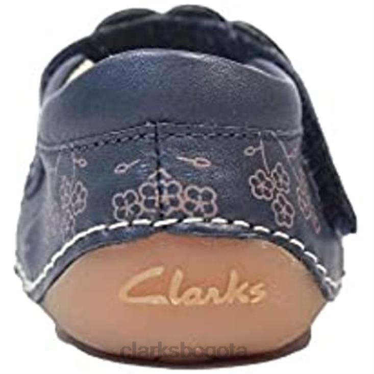 Clarks 0DX8L158 ti ny flora niño azul marino combi cuero niñas pre walker zapatos f ancho azul marino combi clarks niños f ancho marino combinado