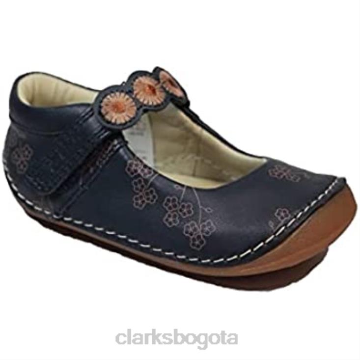 Clarks 0DX8L158 ti ny flora niño azul marino combi cuero niñas pre walker zapatos f ancho azul marino combi clarks niños f ancho marino combinado