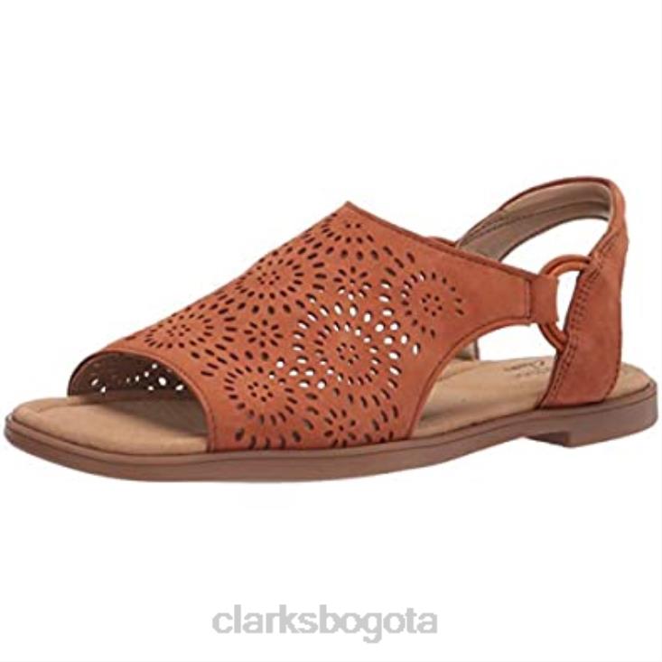 Clarks 0DX8L1585 Sandalia plana Reyna Swirl de ante marrón oscuro de Clarks para mujer mujer gamuza bronceada oscura