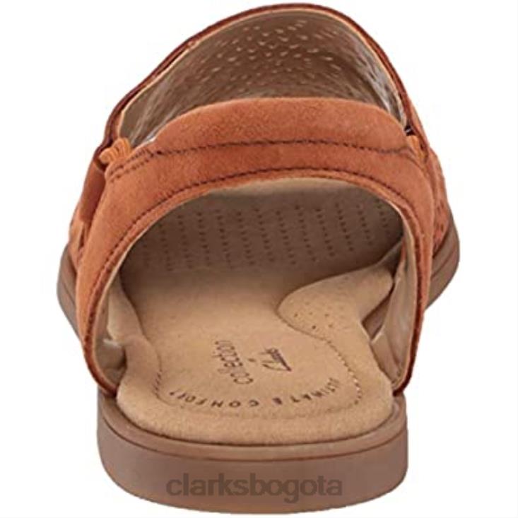 Clarks 0DX8L1585 Sandalia plana Reyna Swirl de ante marrón oscuro de Clarks para mujer mujer gamuza bronceada oscura