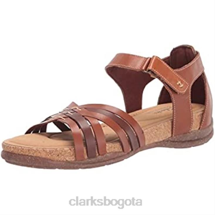 Clarks 0DX8L1588 sandalias planas roseville cove de cuero tostado para mujer clarks mujer cuero marrón