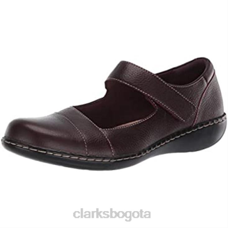 Clarks 0DX8L1589 Mary Jane Ashland Bliss para mujer planas Clarks de cuero burdeos mujer cuero burdeos