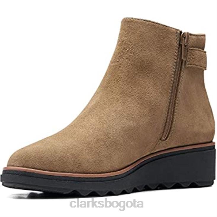 Clarks 0DX8L1597 botín sharon spring mujer clarks ante taupe mujer