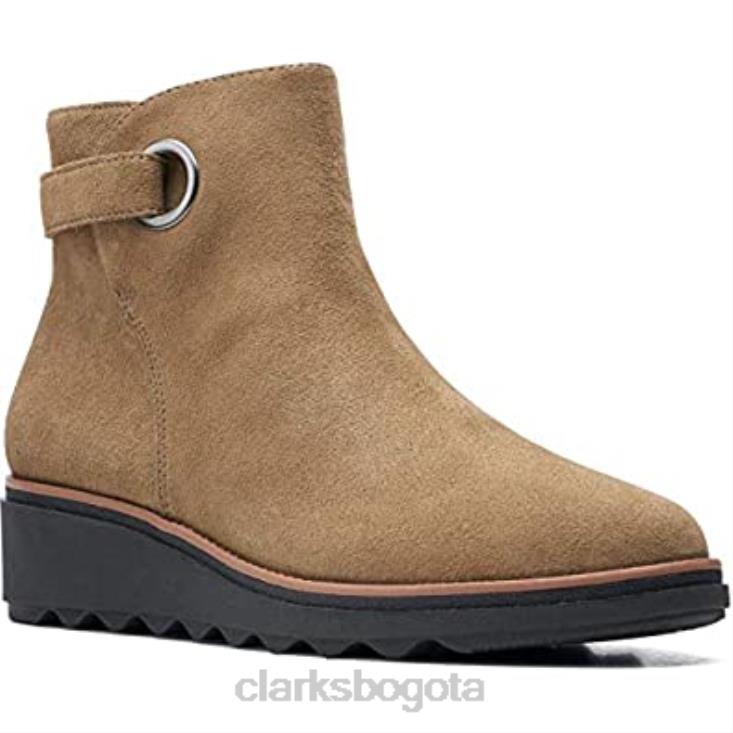 Clarks 0DX8L1597 botín sharon spring mujer clarks ante taupe mujer