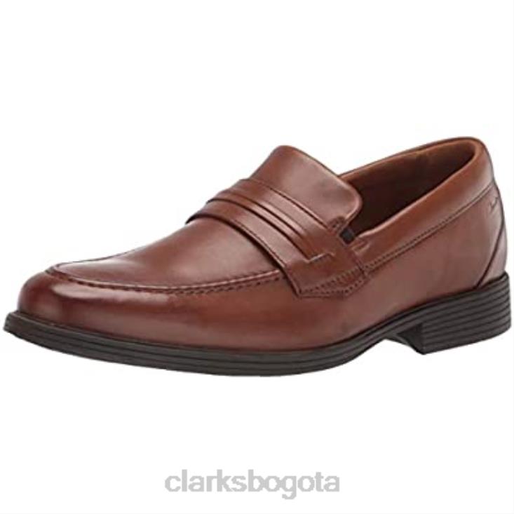 Clarks 0DX8L1610 Mocasines Clarks Whiddon para hombre de piel color canela oscuro hombres cuero bronceado oscuro