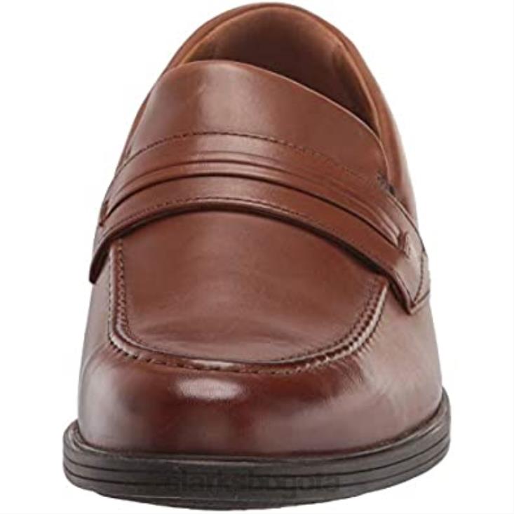 Clarks 0DX8L1610 Mocasines Clarks Whiddon para hombre de piel color canela oscuro hombres cuero bronceado oscuro