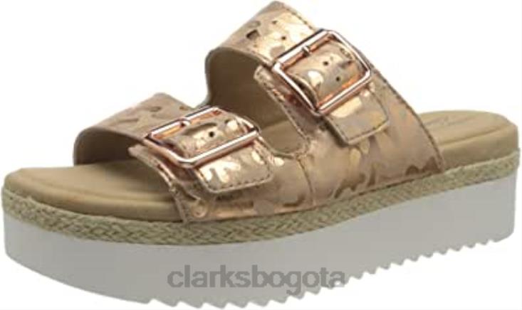 Clarks 0DX8L1612 Sandalia plana lana beach para mujer con interés de gamuza en oro rosa clarks mujer interés de ante de oro rosa
