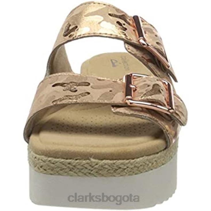 Clarks 0DX8L1612 Sandalia plana lana beach para mujer con interés de gamuza en oro rosa clarks mujer interés de ante de oro rosa