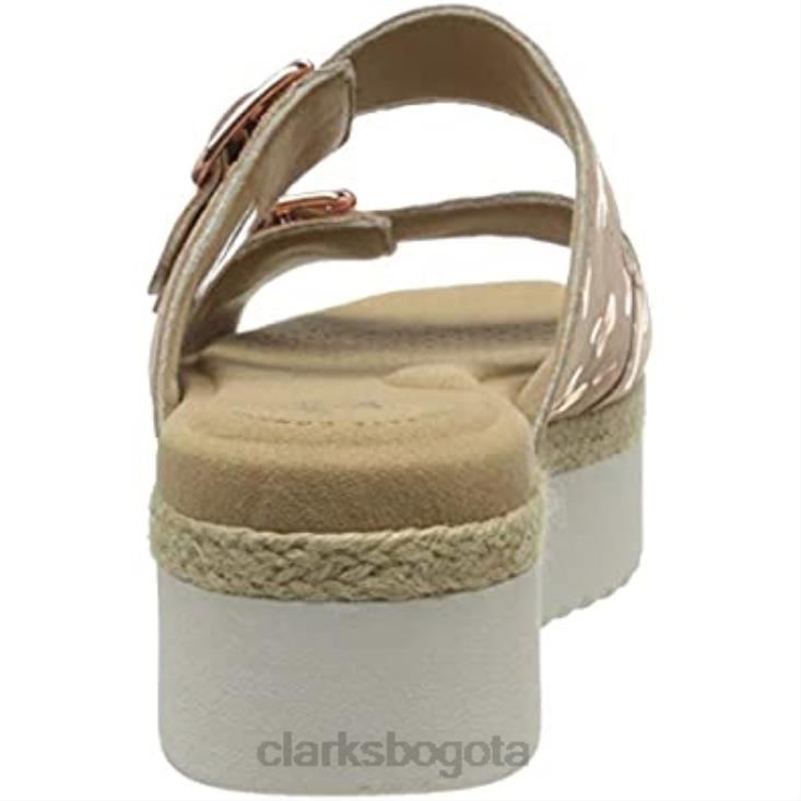 Clarks 0DX8L1612 Sandalia plana lana beach para mujer con interés de gamuza en oro rosa clarks mujer interés de ante de oro rosa